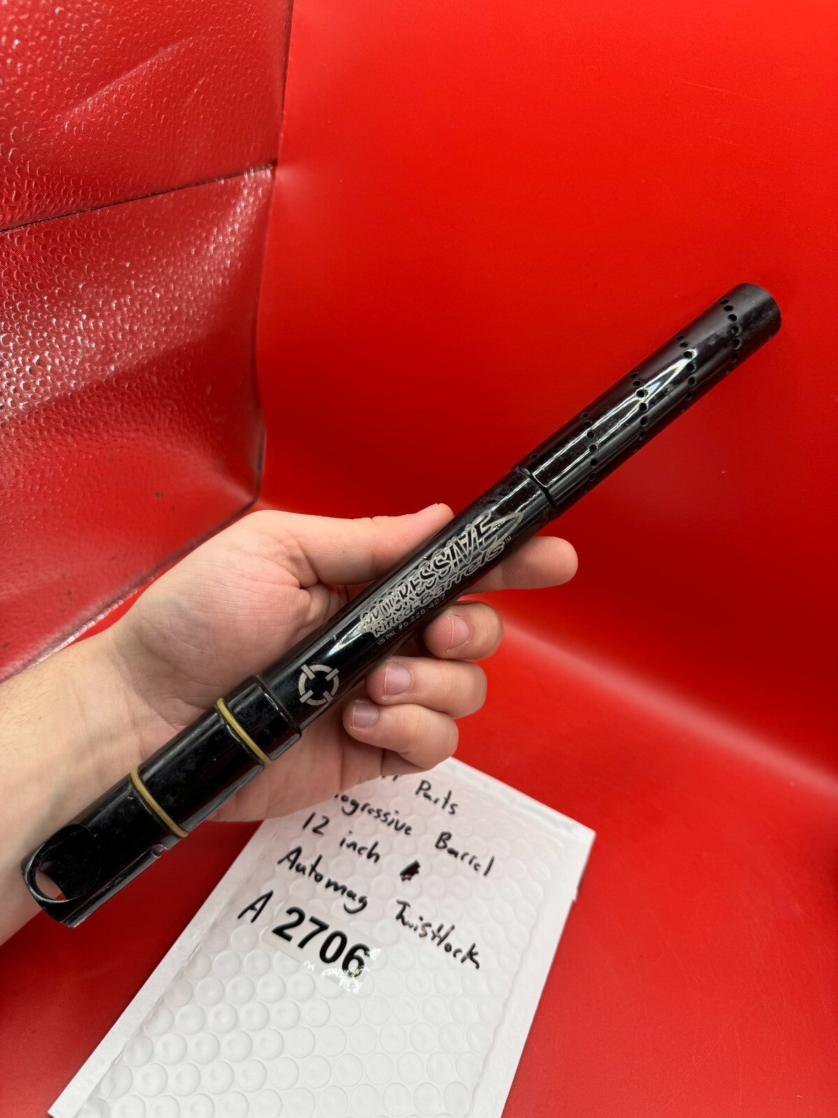 Smart Parts Progressive Paintball Barrel 12 inch Automag Twistlock - used paintball barrel - black