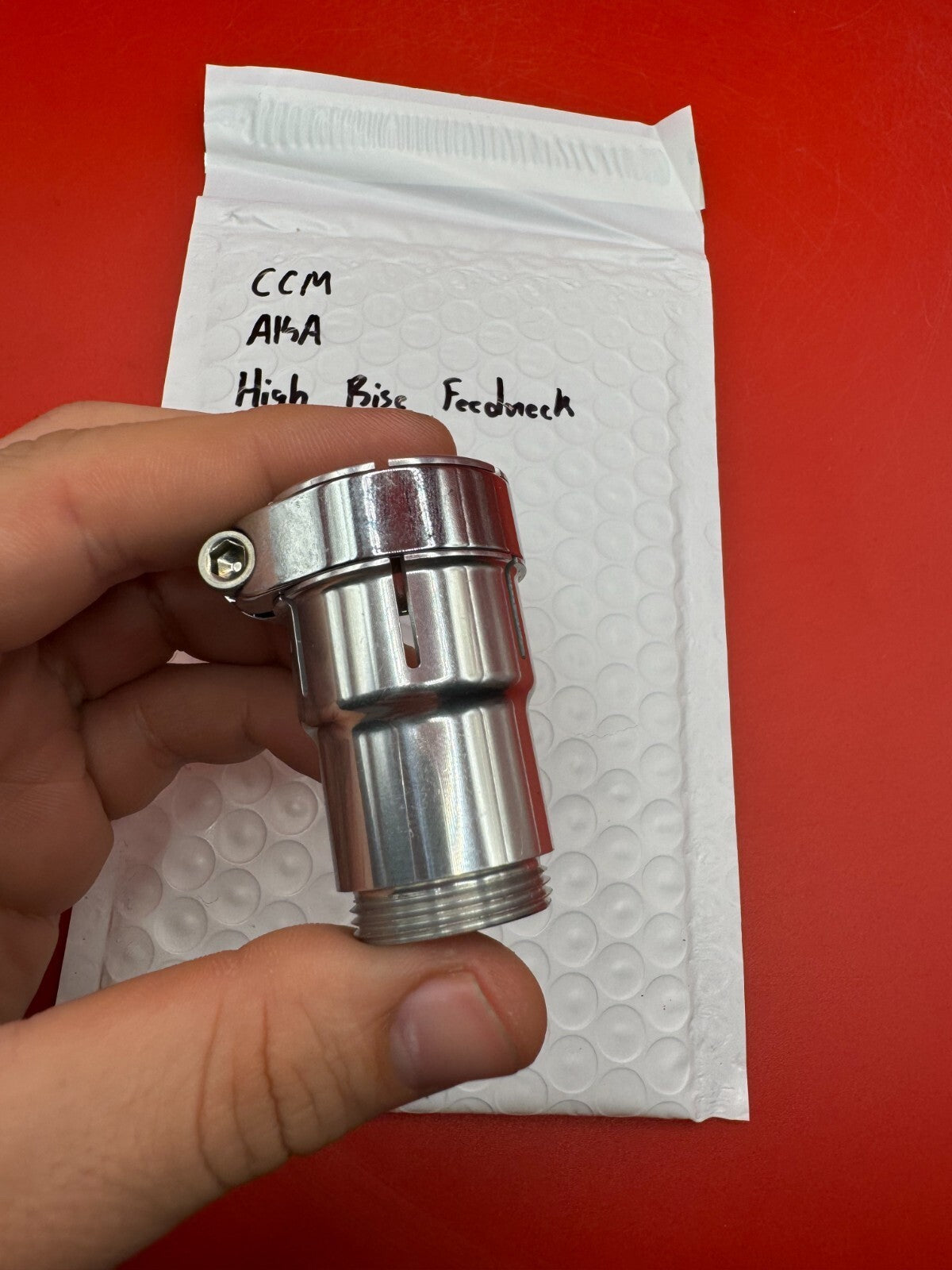 CCM AKA High Rise Feedneck - used paintball feedneck - silver