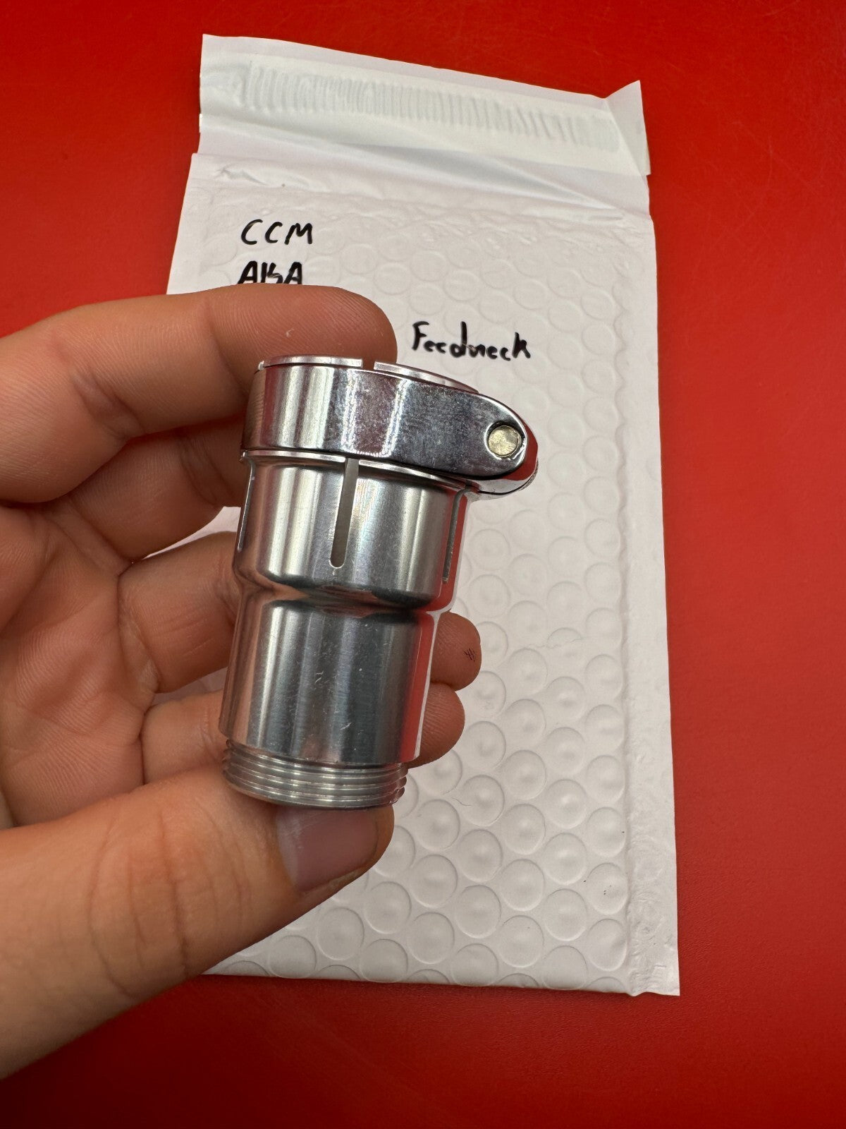 CCM AKA High Rise Feedneck - used paintball feedneck - silver