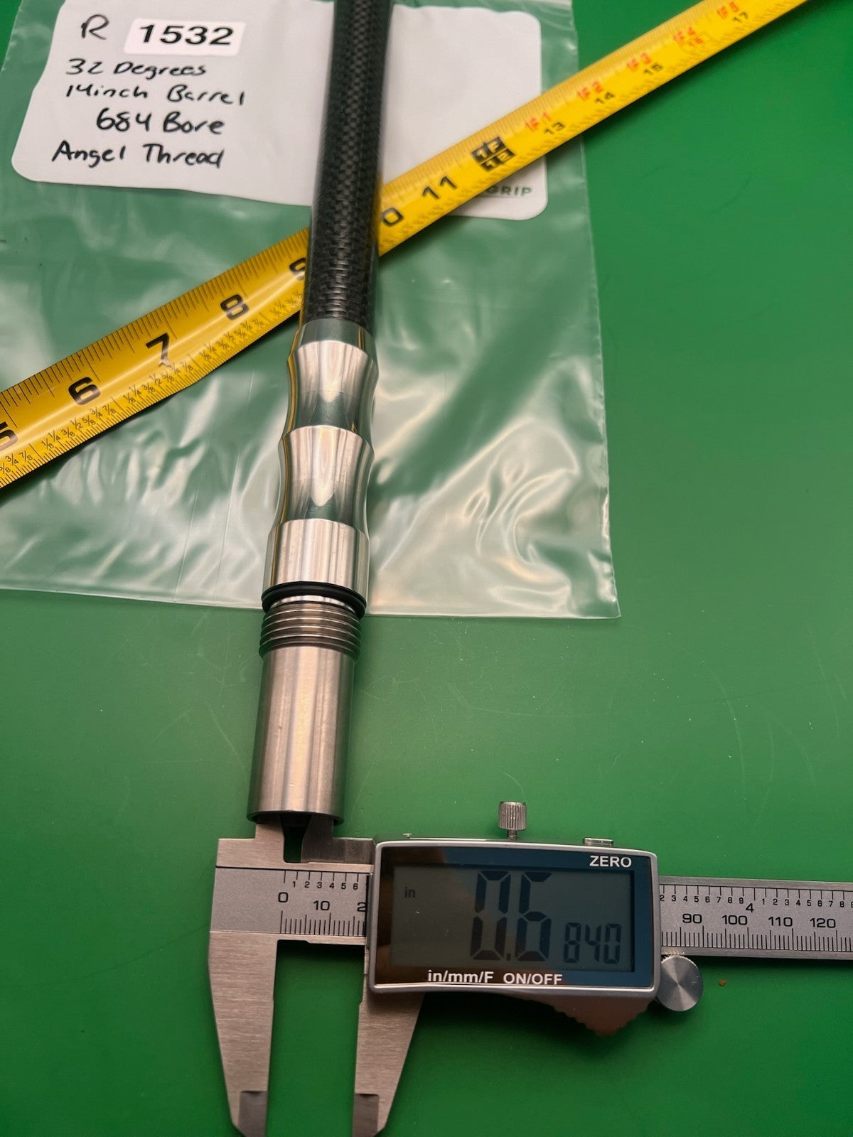32 Degrees 14 inch Paintball Barrel 684 Bore Angel Thread