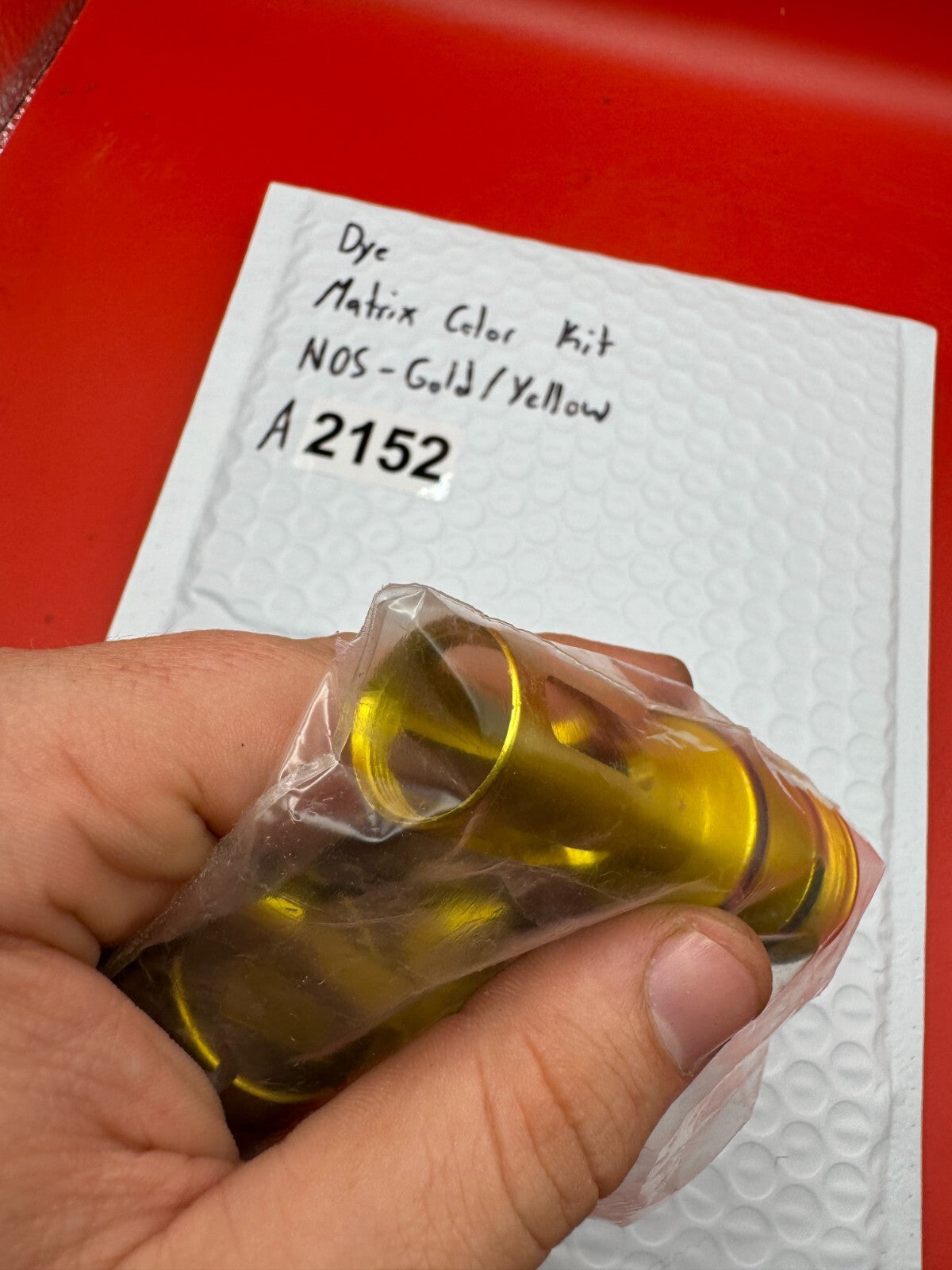 Dye Matrix Color Kit NOS-Gold/Yellow - used paintball color kit (bolt, lpr cap, hpr cap, feed collar) - gold/yellow anno