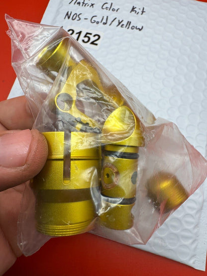 Dye Matrix Color Kit NOS-Gold/Yellow - used paintball color kit (bolt, lpr cap, hpr cap, feed collar) - gold/yellow anno