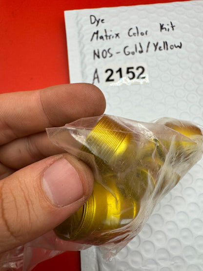Dye Matrix Color Kit NOS-Gold/Yellow - used paintball color kit (bolt, lpr cap, hpr cap, feed collar) - gold/yellow anno