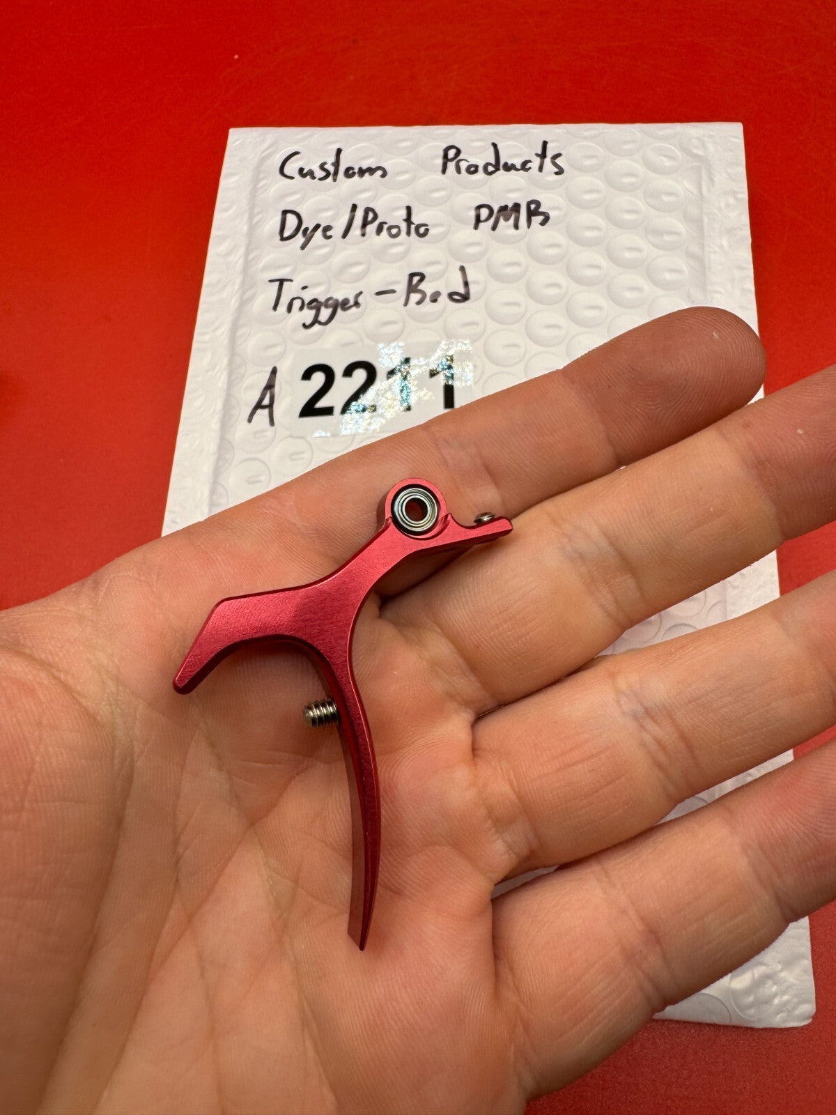 Custom Products Dye/Proto PMR Trigger-Red - used paintball trigger - red anno
