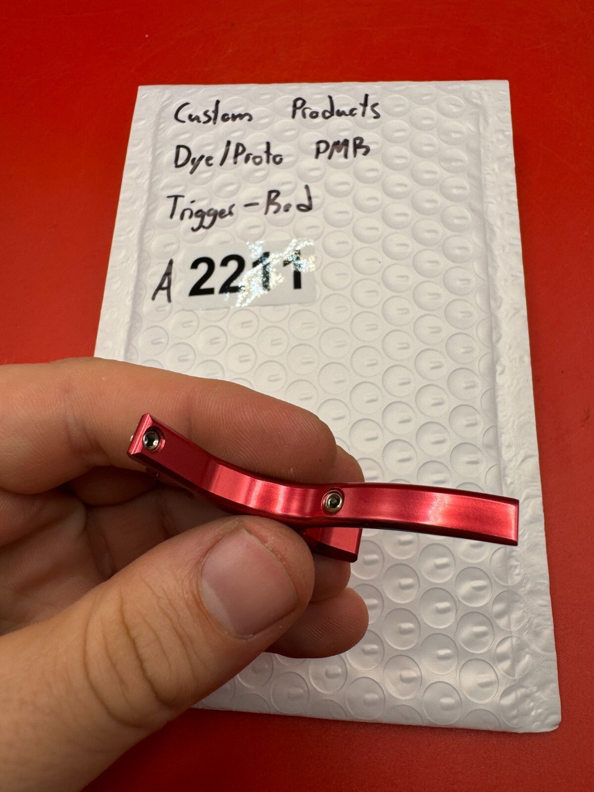 Custom Products Dye/Proto PMR Trigger-Red - used paintball trigger - red anno