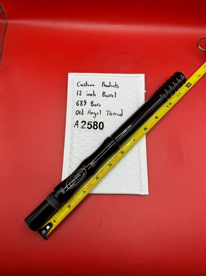 Custom Products 12 inch Paintball Barrel 689 Bore Old Angel Thread - used paintball barrel - black