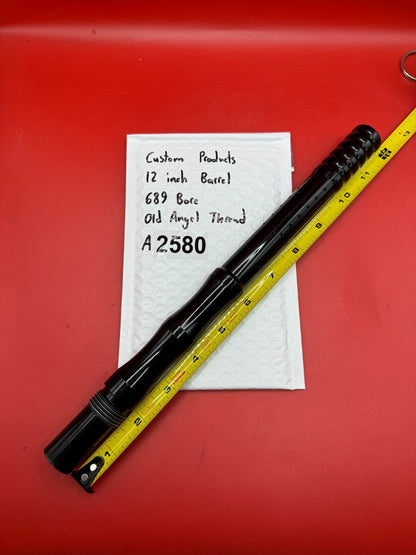 Custom Products 12 inch Paintball Barrel 689 Bore Old Angel Thread - used paintball barrel - black