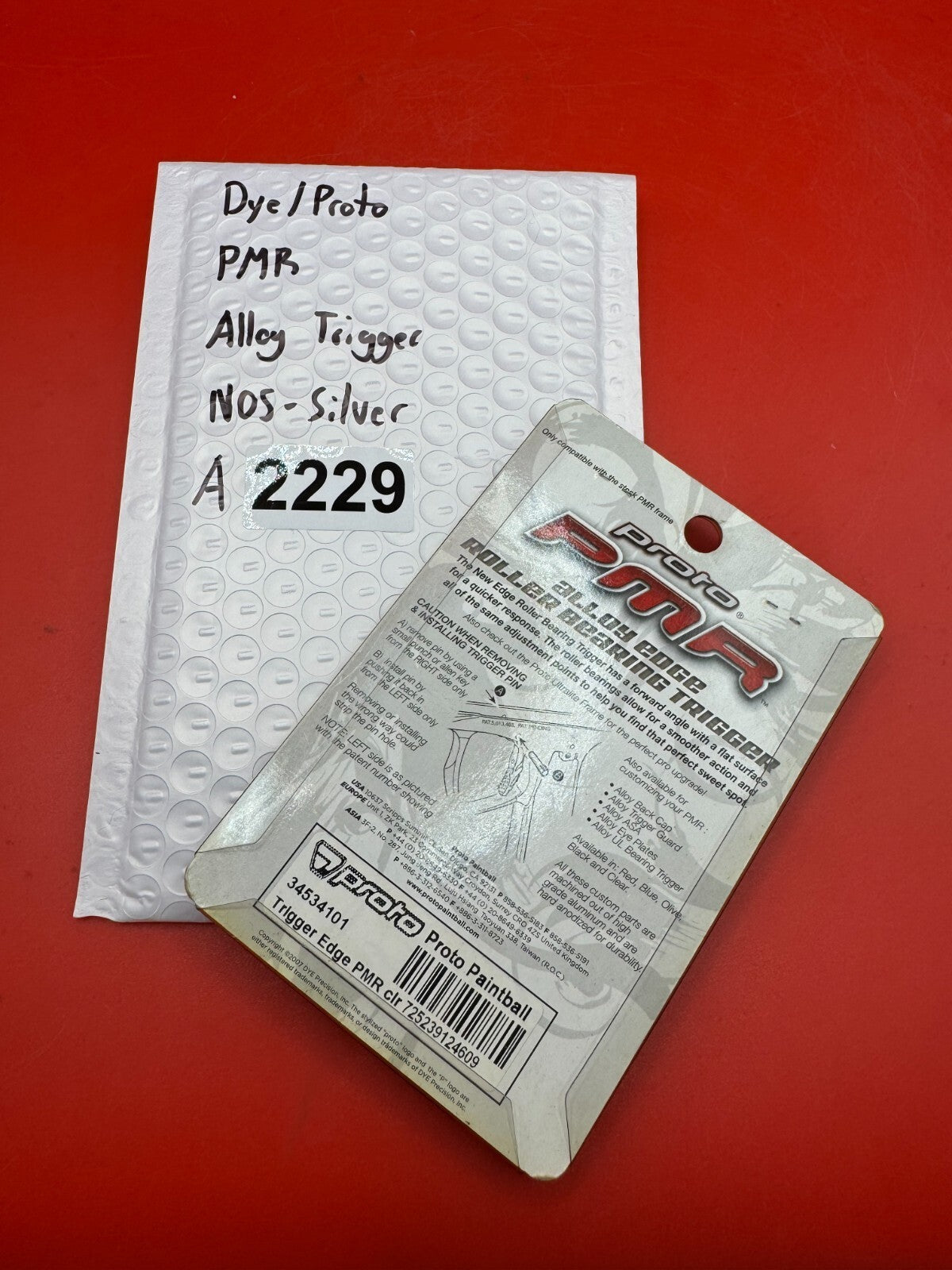 Dye/Proto PMR Alloy Trigger NOS-Silver - used paintball trigger - silver