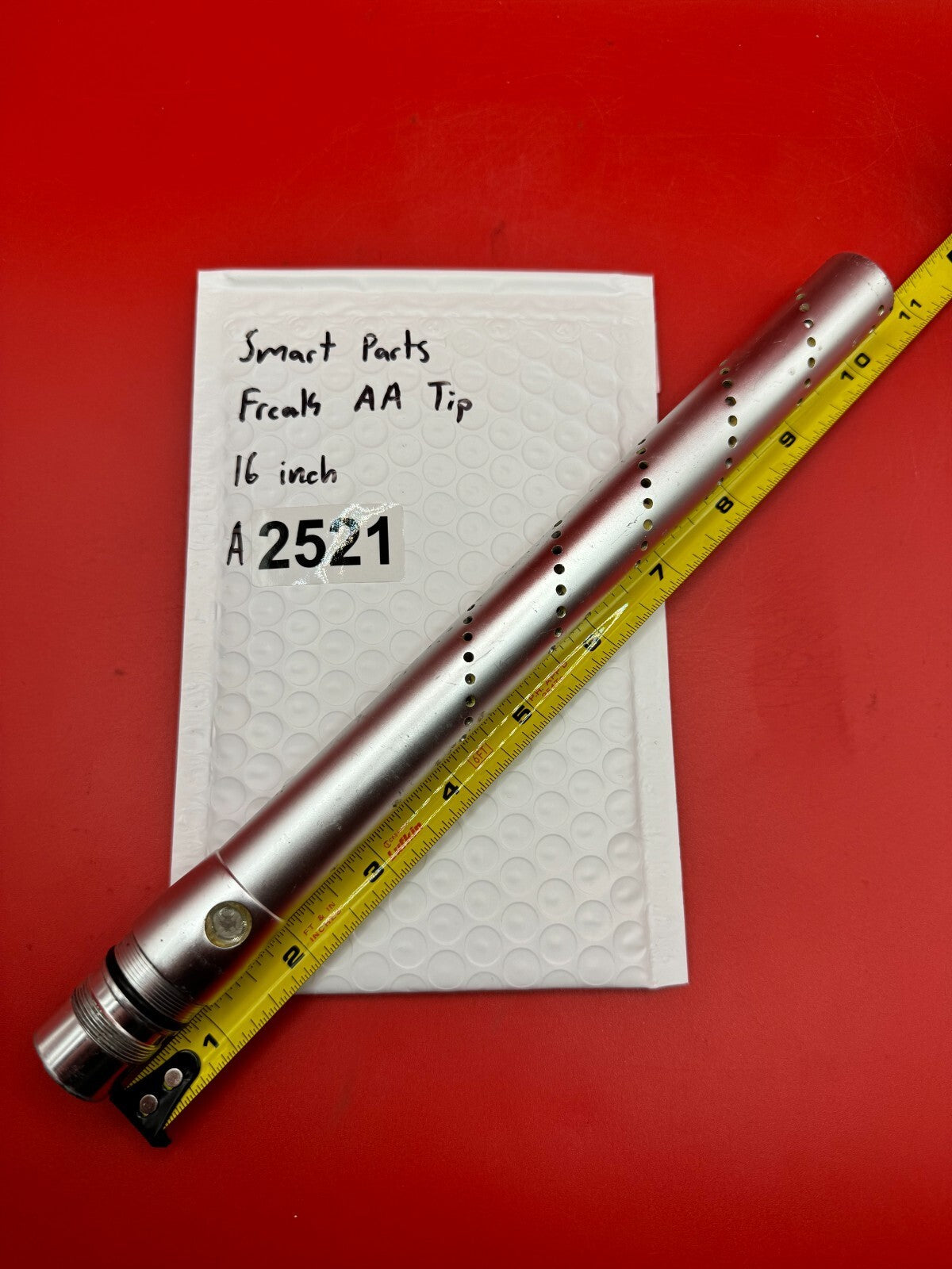 Smart Parts Freak AA Tip 16 inch - used paintball barrel tip - silver