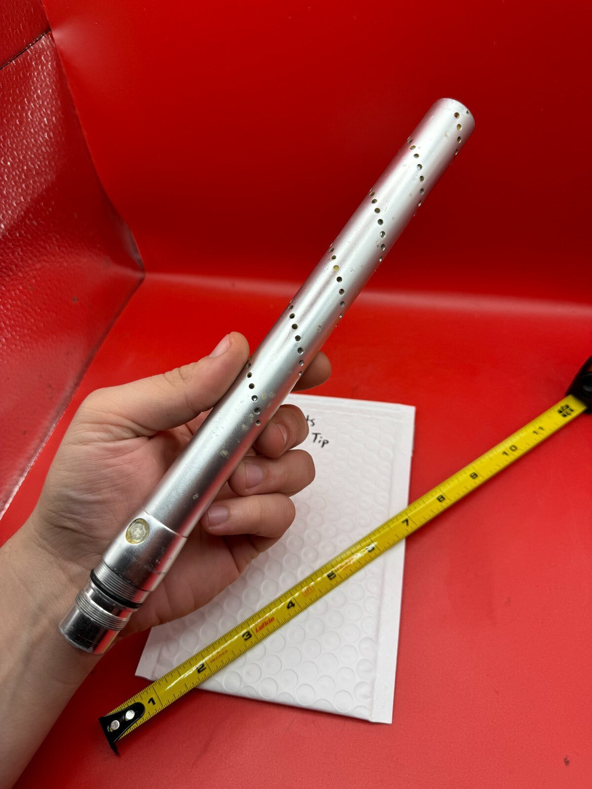 Smart Parts Freak AA Tip 16 inch - used paintball barrel tip - silver