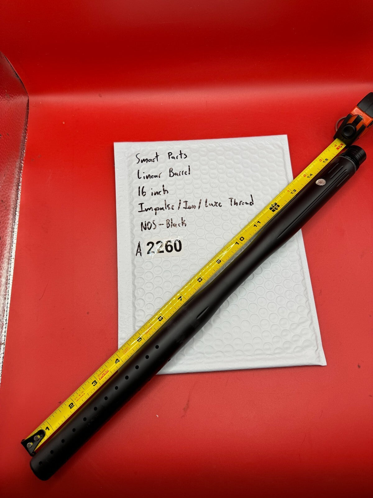 Smart Parts Linear Barrel 16 inch Impulse/Ion/Luxe Thread NOS-Black - used paintball barrel - black