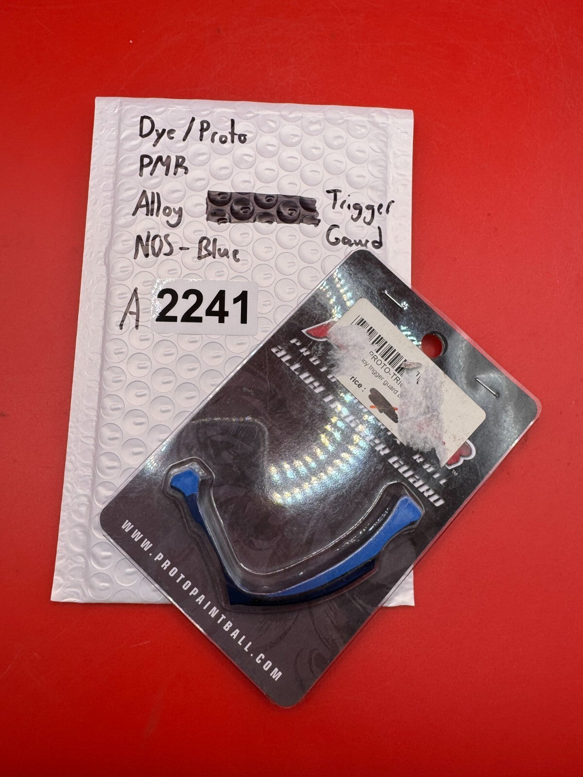 Dye/Proto PMR Alloy Trigger Guard NOS-Blue - used paintball trigger guard - blue anno