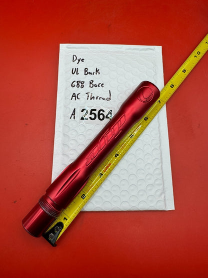 Dye UL Back 688 Bore AC Thread - used paintball barrel back - red anno
