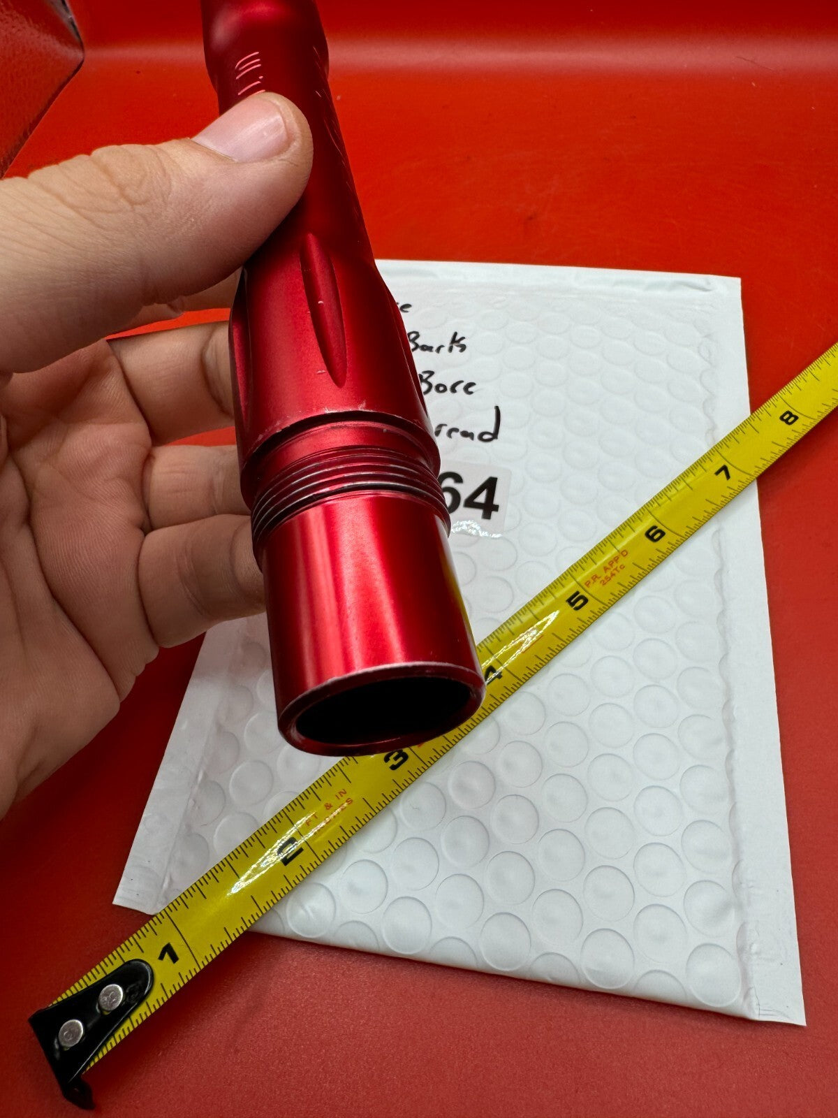 Dye UL Back 688 Bore AC Thread - used paintball barrel back - red anno