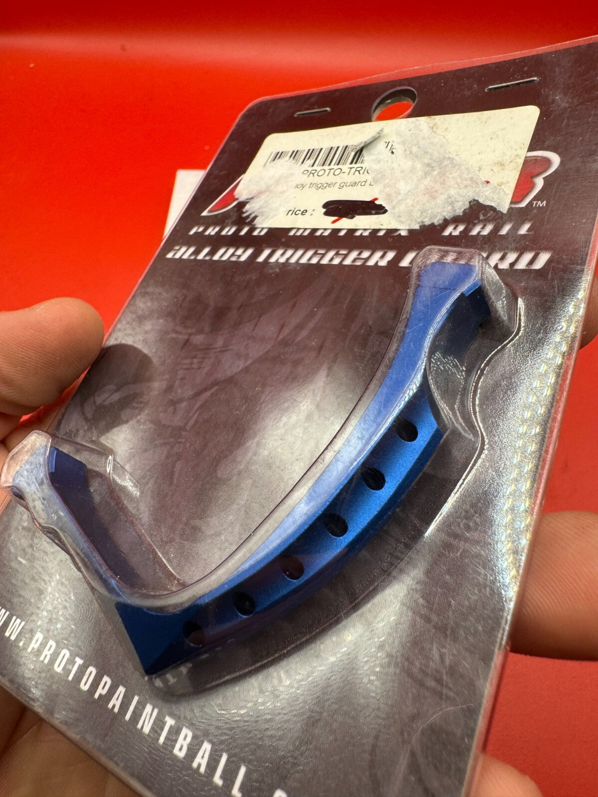 Dye/Proto PMR Alloy Trigger Guard NOS-Blue - used paintball trigger guard - blue anno