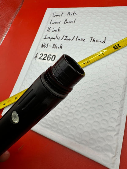 Smart Parts Linear Barrel 16 inch Impulse/Ion/Luxe Thread NOS-Black - used paintball barrel - black