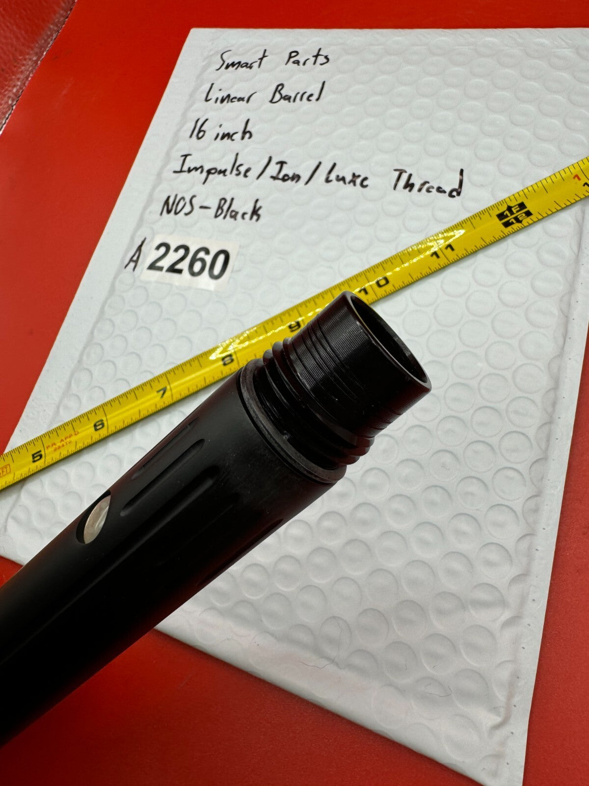 Smart Parts Linear Barrel 16 inch Impulse/Ion/Luxe Thread NOS-Black - used paintball barrel - black