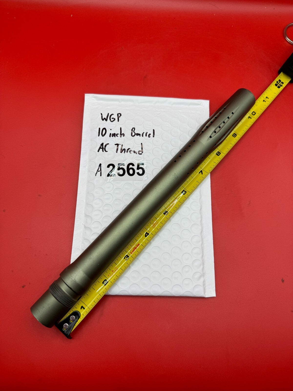 WGP 10 inch Paintball Barrel AC Thread - used paintball barrel - olive/titanium anno