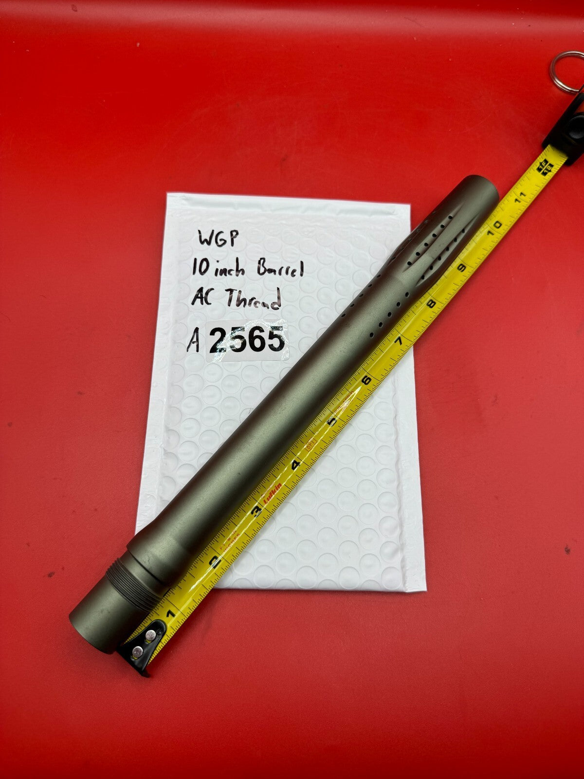 WGP 10 inch Paintball Barrel AC Thread - used paintball barrel - olive/titanium anno