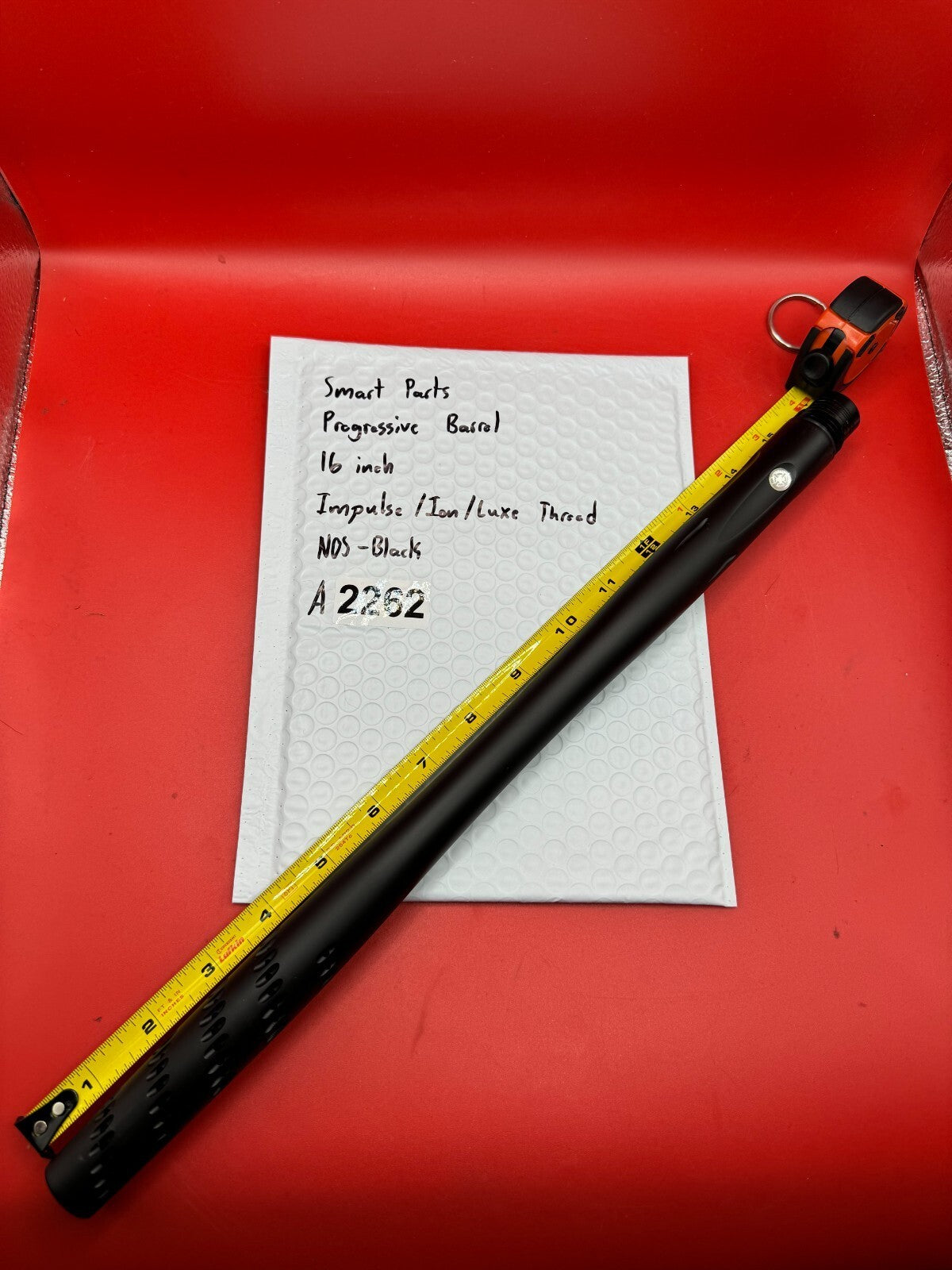 Smart Parts Progressive Barrel 16 inch Impulse/Ion/Luxe Thread NOS-Black - used paintball barrel - black