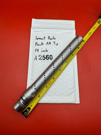 Smart Parts Freak AA Tip 14 inch - used paintball barrel tip - silver