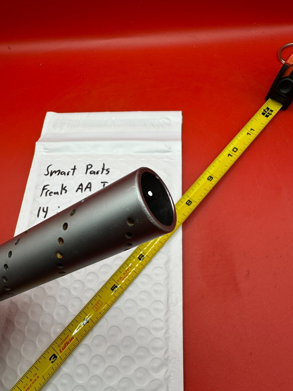 Smart Parts Freak AA Tip 14 inch - used paintball barrel tip - silver