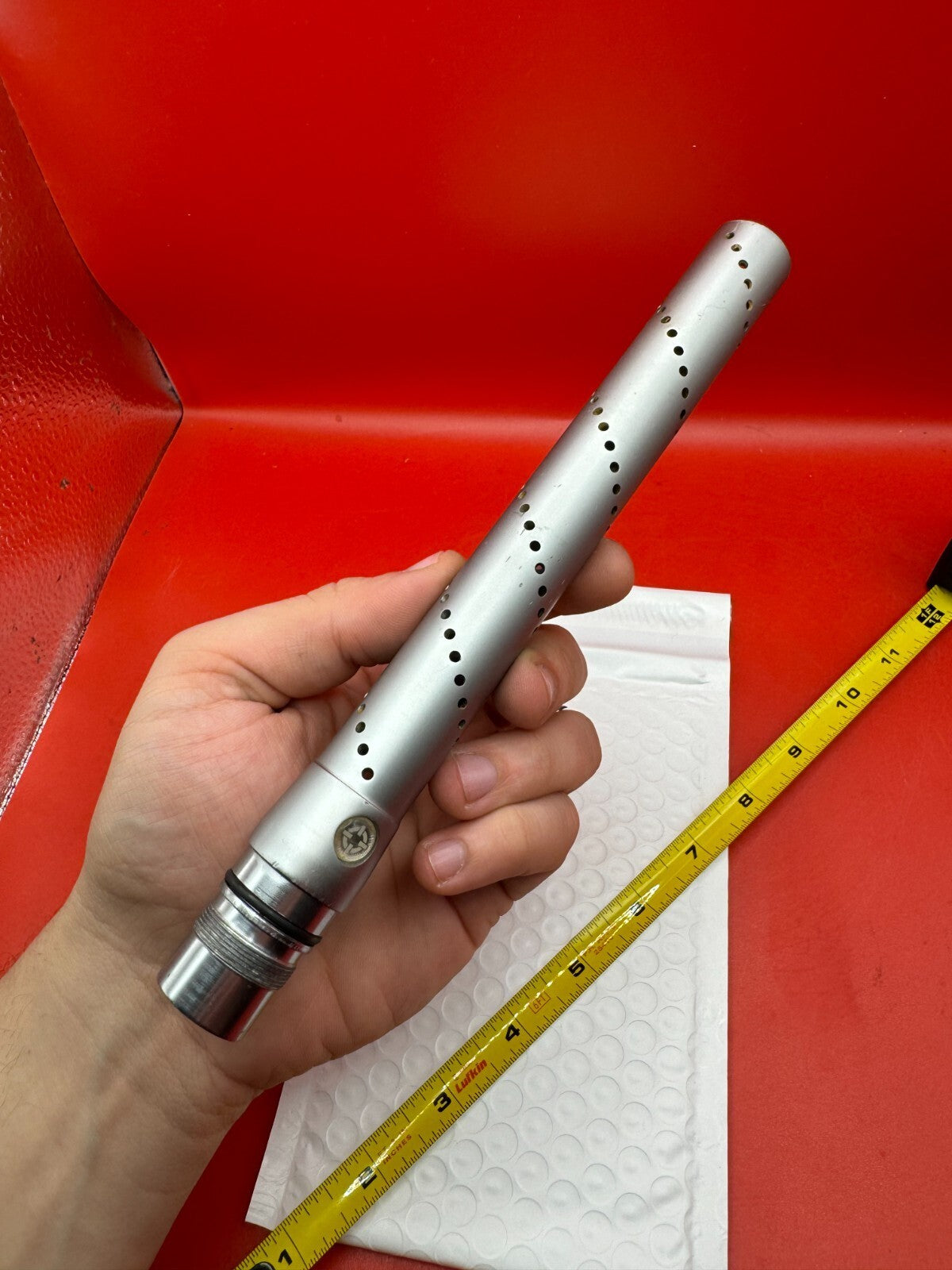 Smart Parts Freak AA Tip 14 inch - used paintball barrel tip - silver