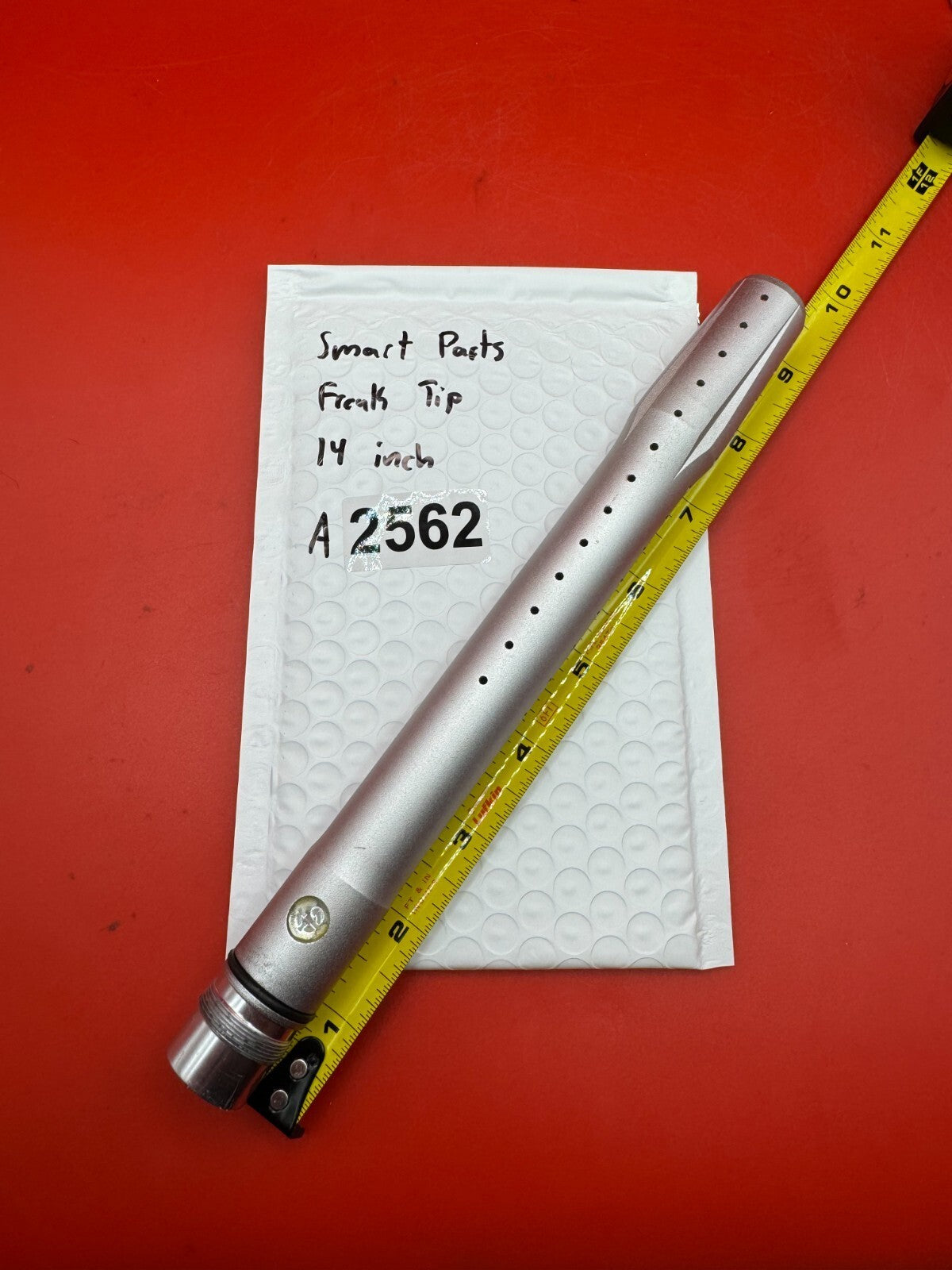 Smart Parts Freak Tip 14 inch - used paintball barrel tip - silver