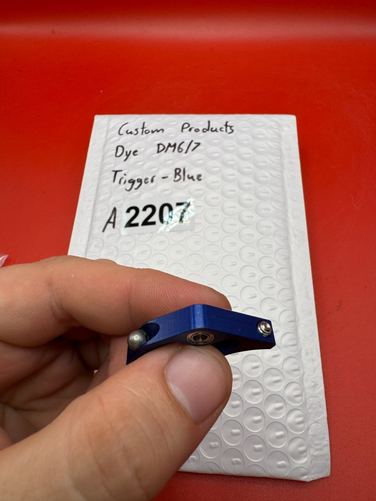 Custom Products Dye DM6/7 Trigger-Blue - used paintball trigger - blue anno