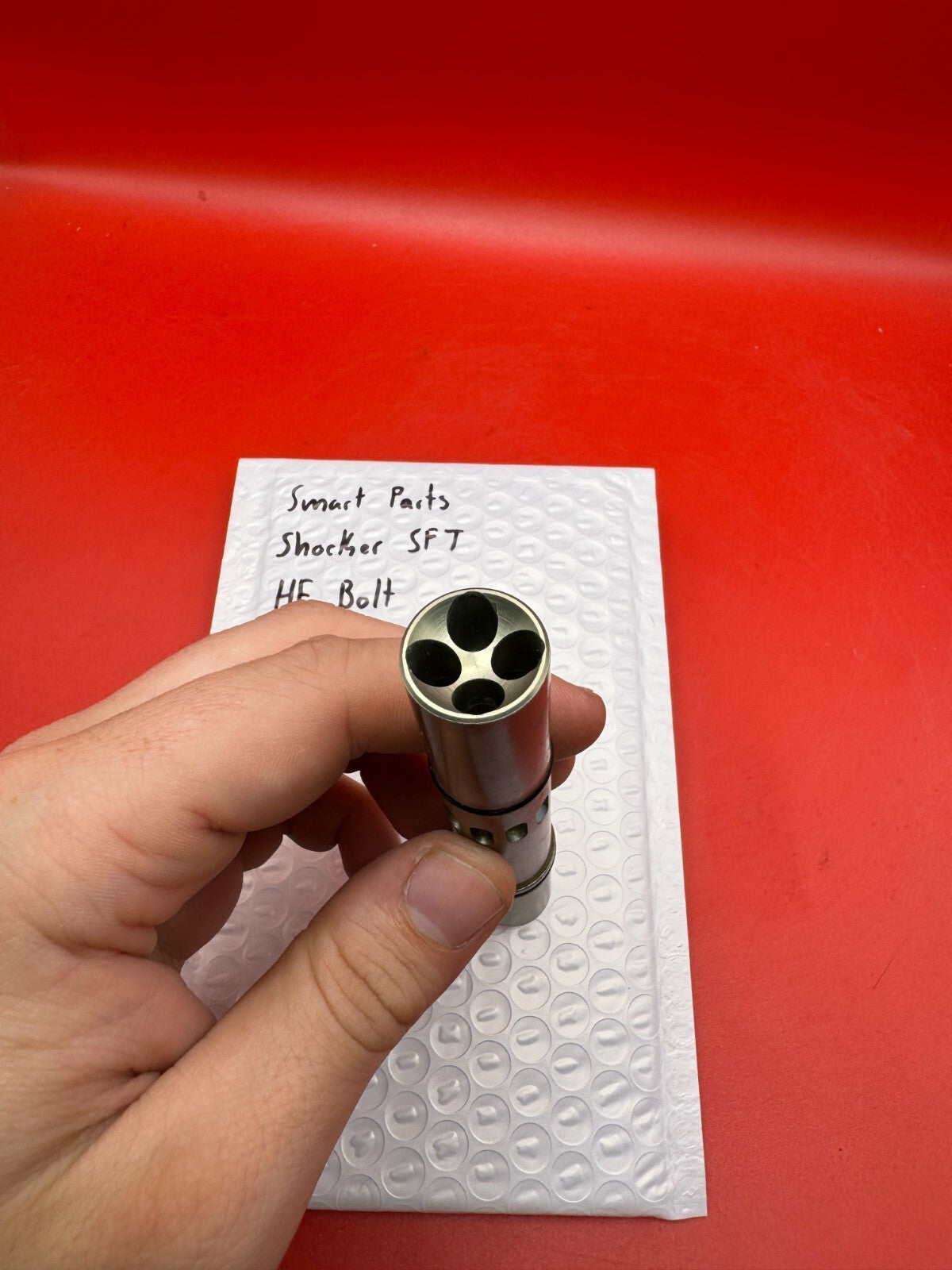 Smart Parts Shocker SFT HE Bolt - used paintball bolt - silver