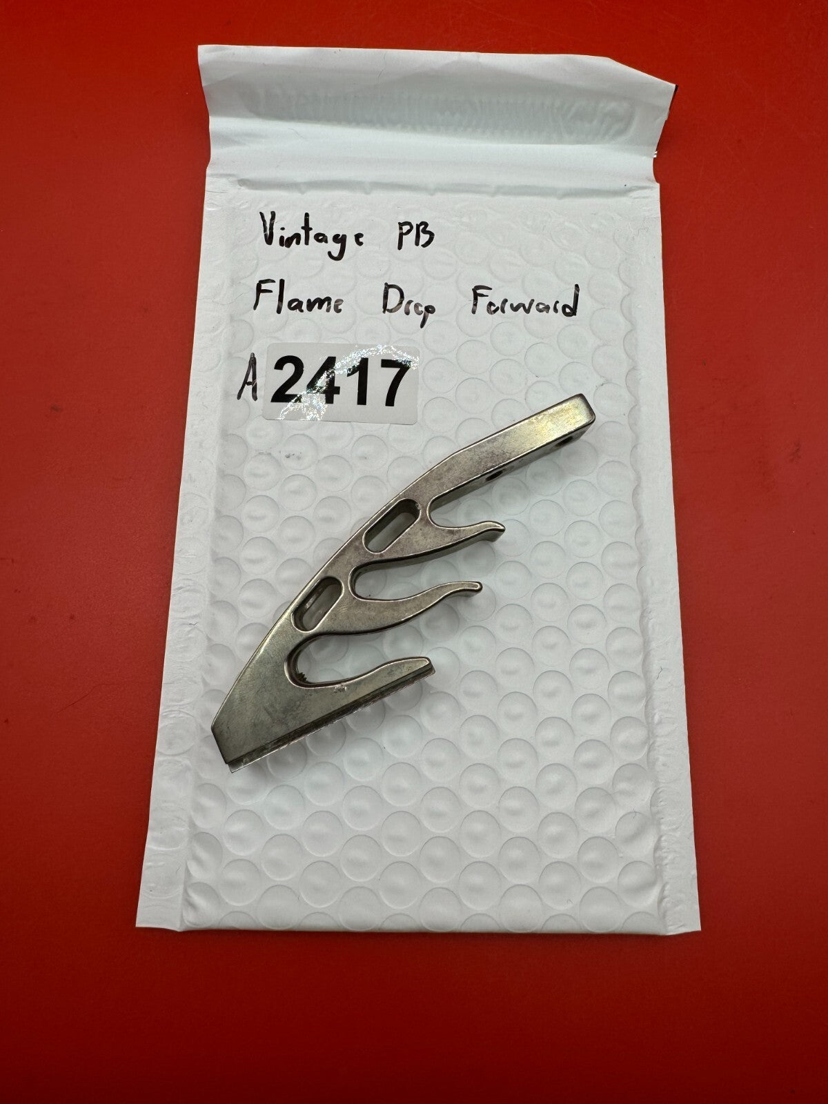 Vintage PB Flame Drop Forward - used paintball drop forward - silver / raw aluminum
