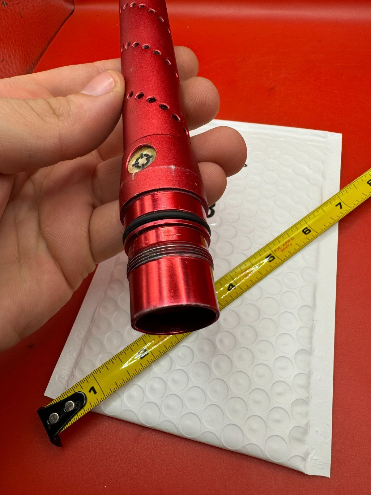 Smart Parts Freak AA Tip 14 inch - used paintball barrel tip - red anno