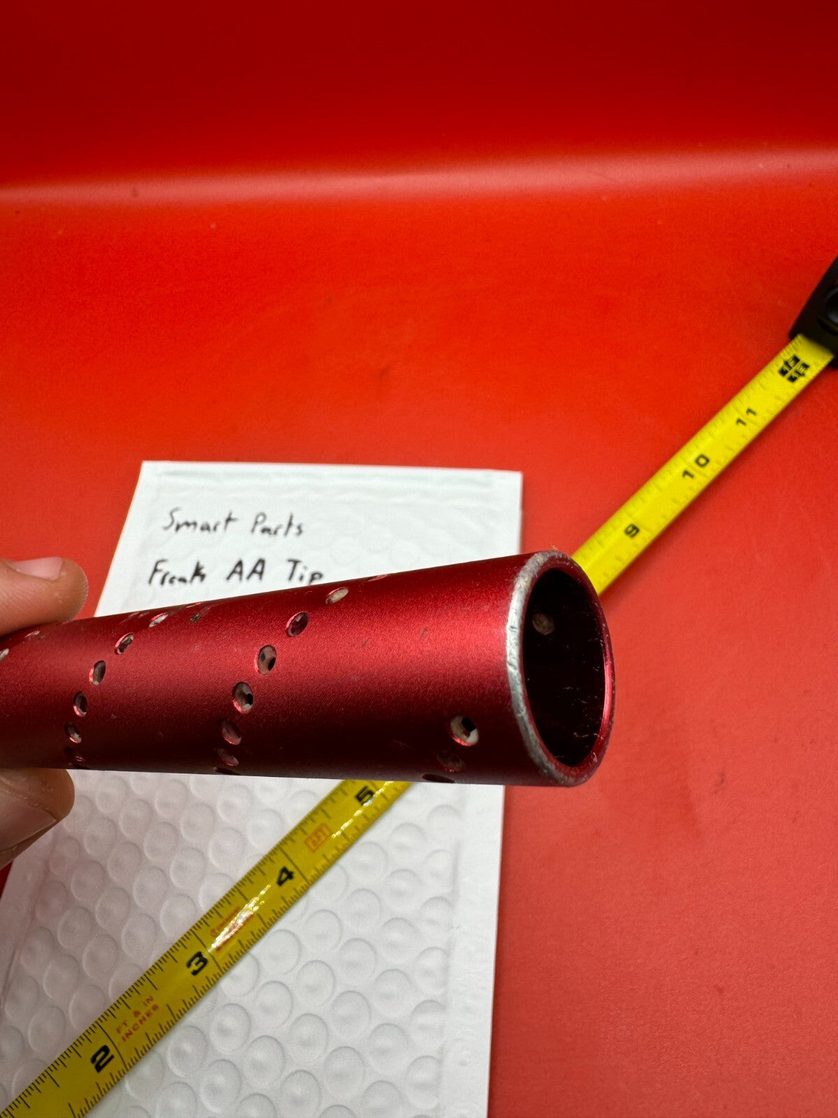Smart Parts Freak AA Tip 14 inch - used paintball barrel tip - red anno