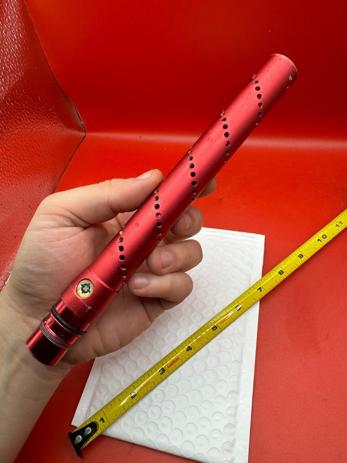 Smart Parts Freak AA Tip 14 inch - used paintball barrel tip - red anno