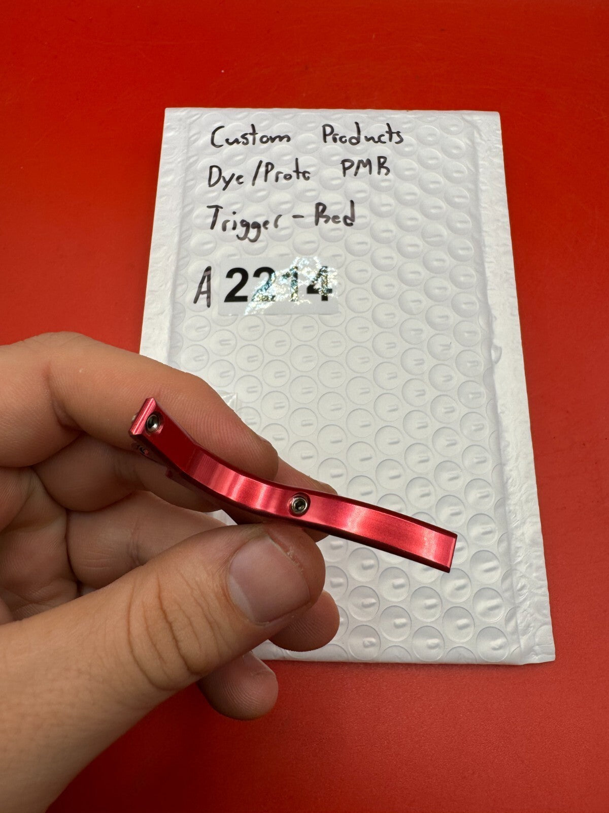 Custom Products Dye/Proto PMR Trigger-Red - used paintball trigger - red anno