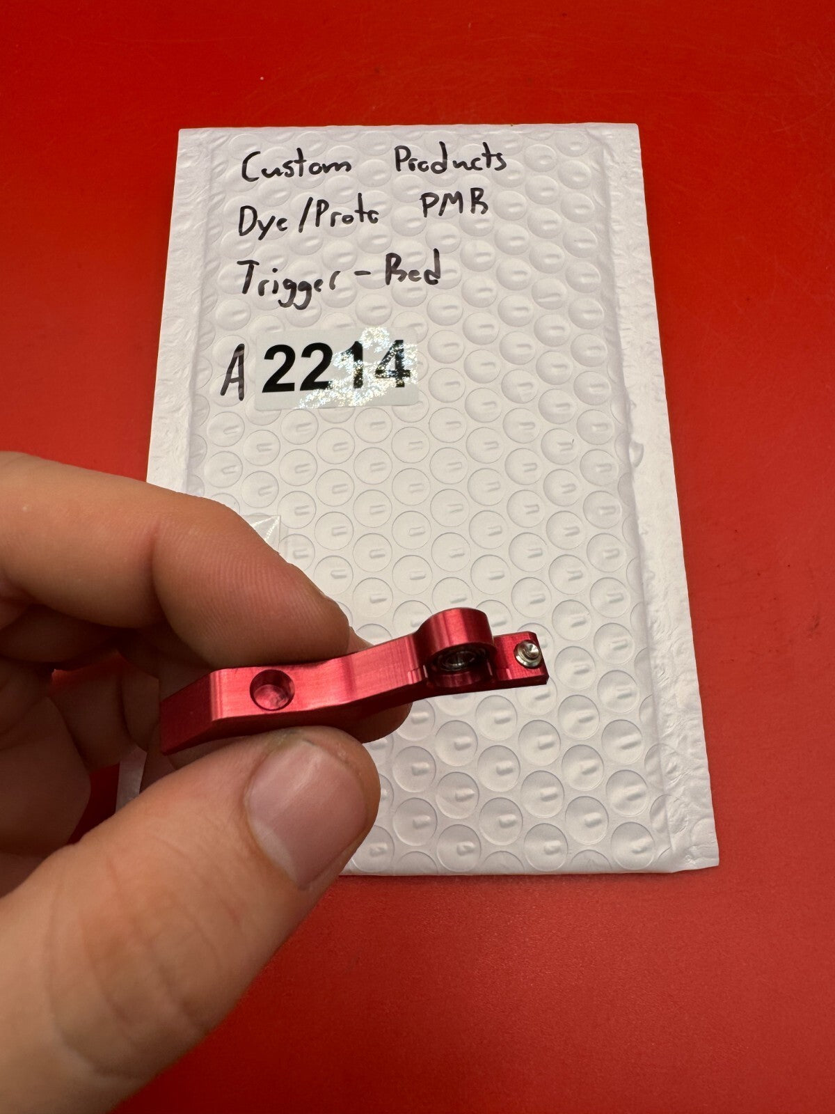 Custom Products Dye/Proto PMR Trigger-Red - used paintball trigger - red anno