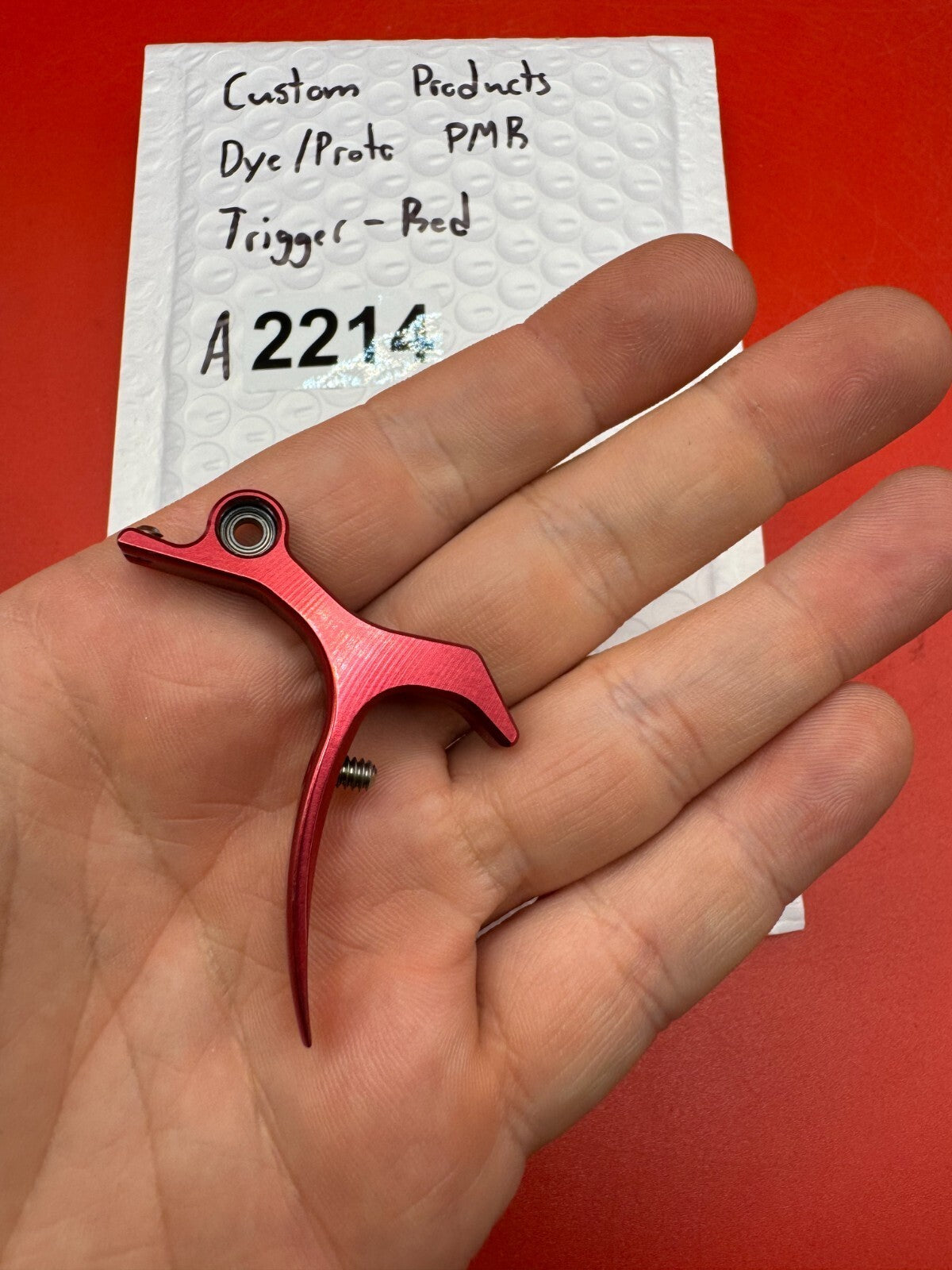 Custom Products Dye/Proto PMR Trigger-Red - used paintball trigger - red anno