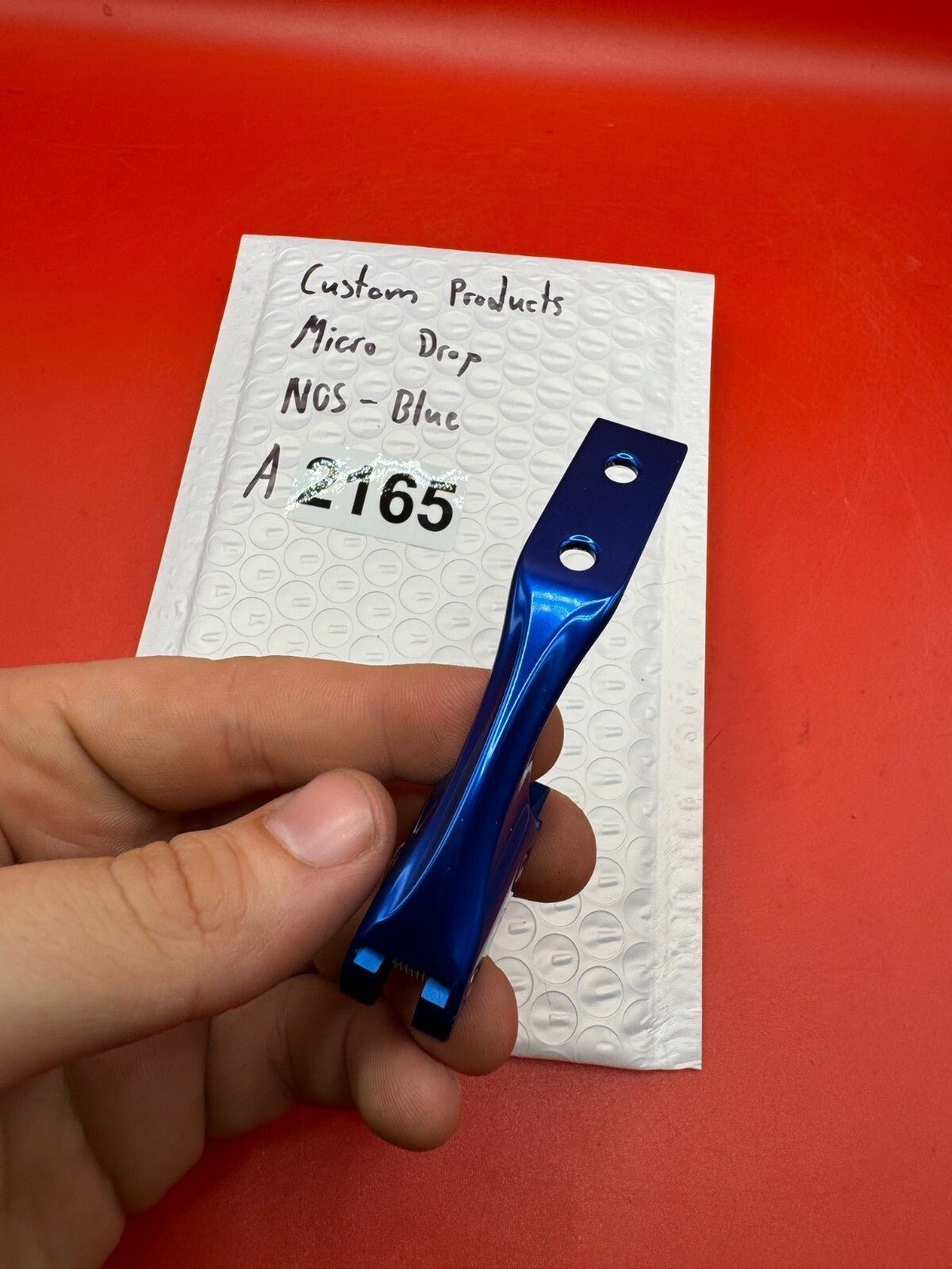 Custom Products Micro Drop NOS-Blue - used paintball drop forward - blue anno