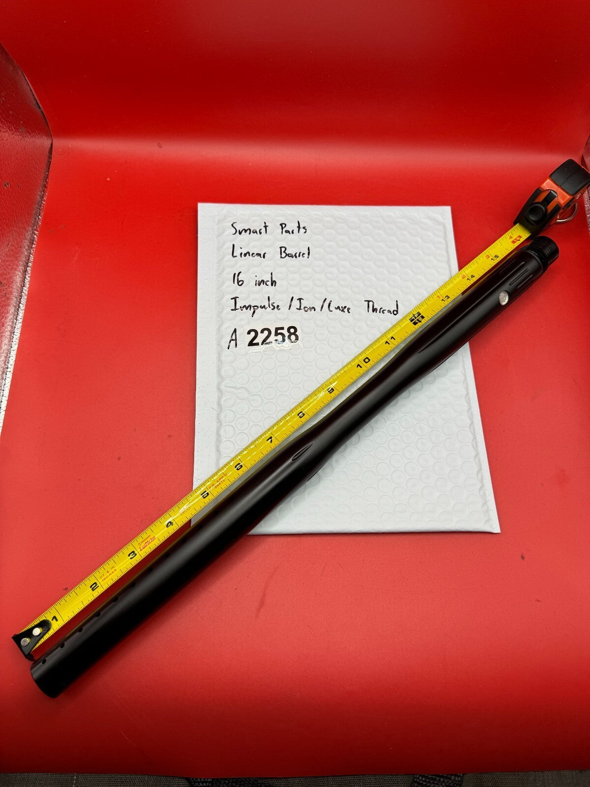 Smart Parts Linear Paintball Barrel 16 inch Impulse/Ion/Luxe Thread - used paintball barrel - black