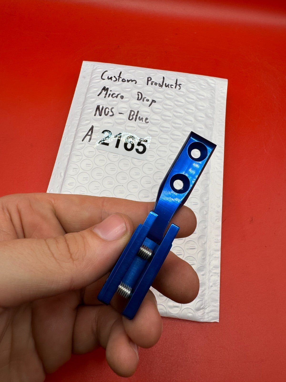 Custom Products Micro Drop NOS-Blue - used paintball drop forward - blue anno