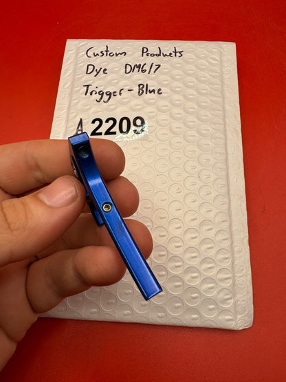 Custom Products Dye DM6/7 Trigger-Blue - used paintball trigger - blue anno