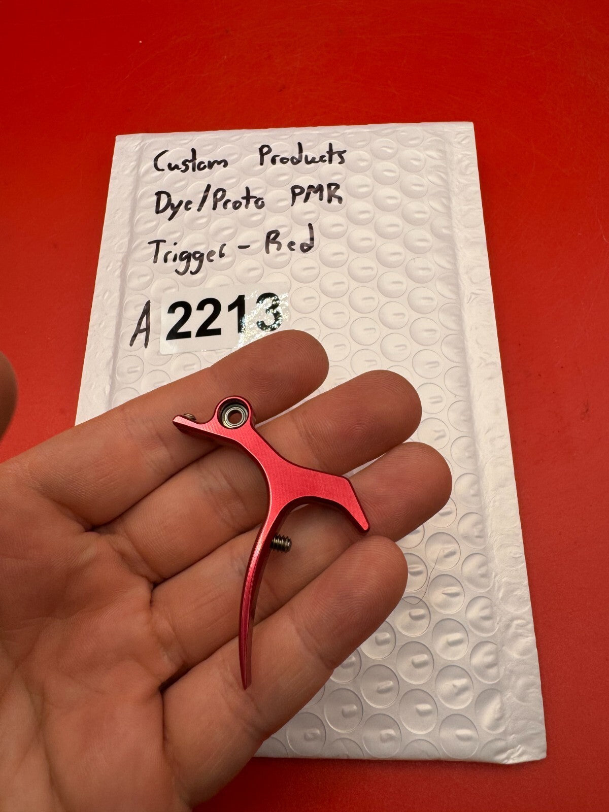 Custom Products Dye/Proto PMR Trigger-Red - used paintball trigger - red anno