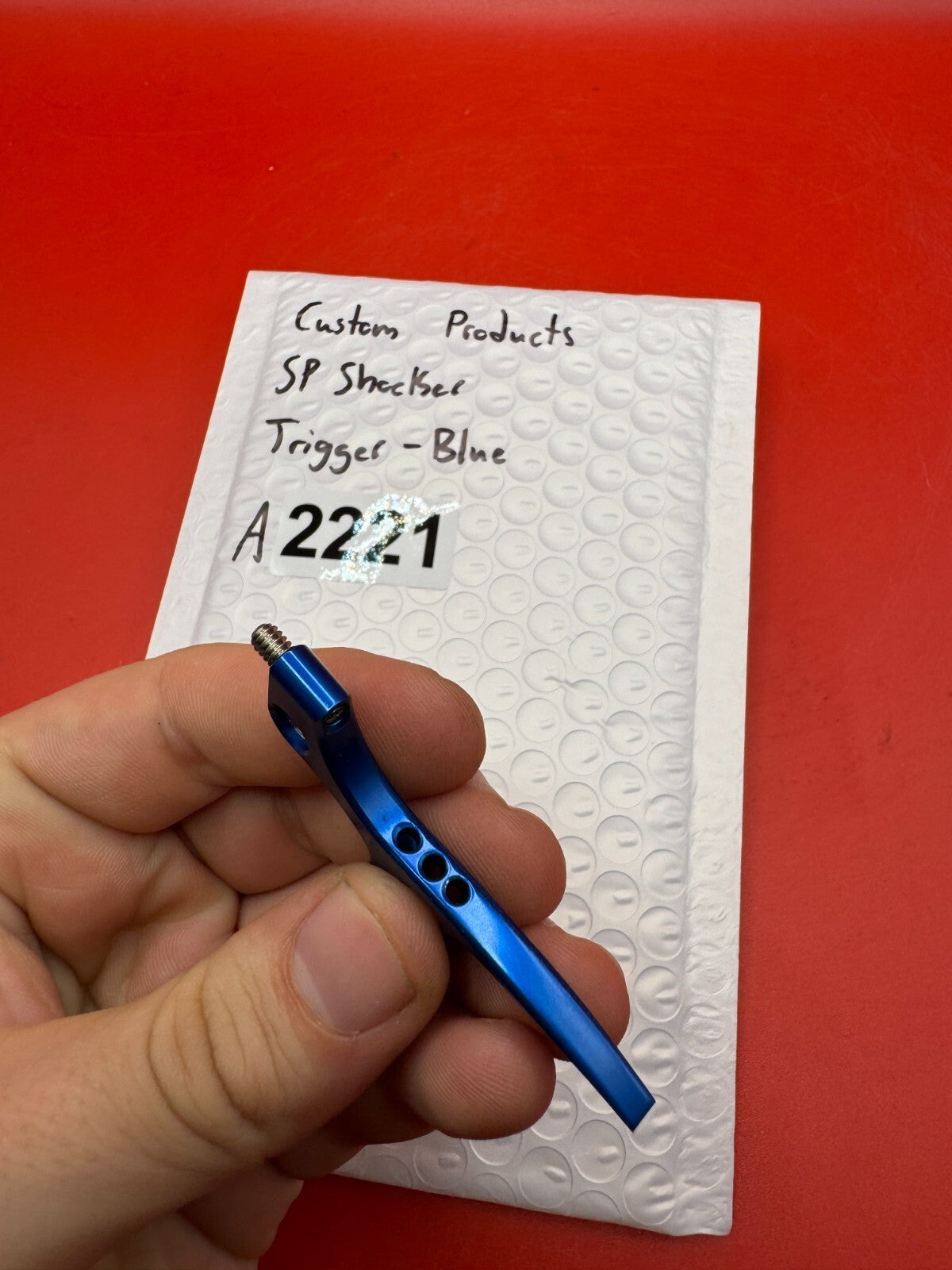 Custom Products SP Shocker Trigger-Blue - used paintball trigger - blue anno