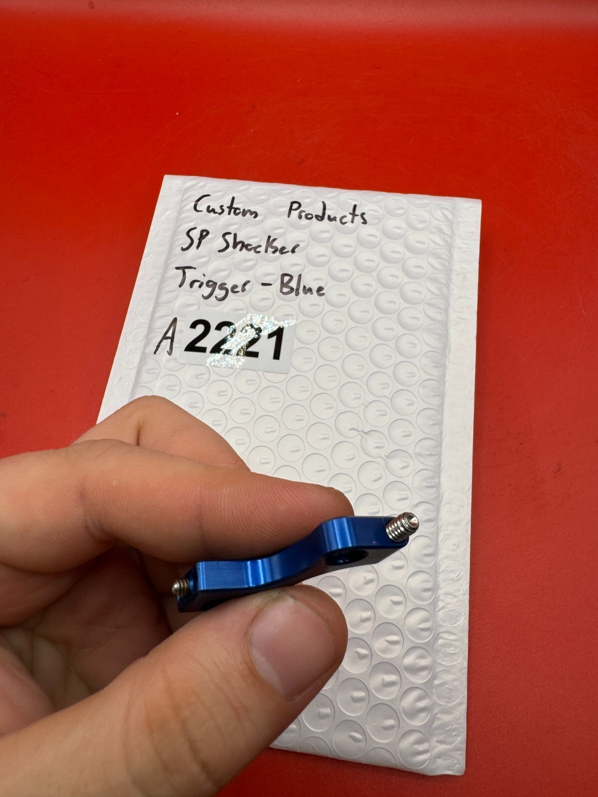 Custom Products SP Shocker Trigger-Blue - used paintball trigger - blue anno