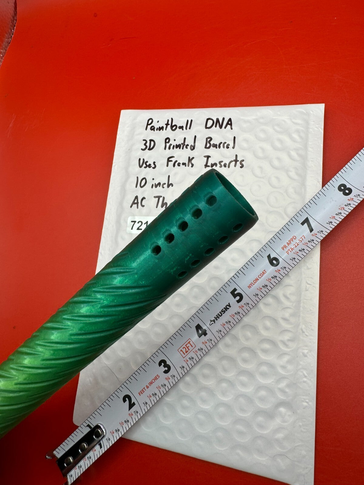 Paintball DNA 3D Printed Barrel Uses Freak Inserts 10 inch AC Thread