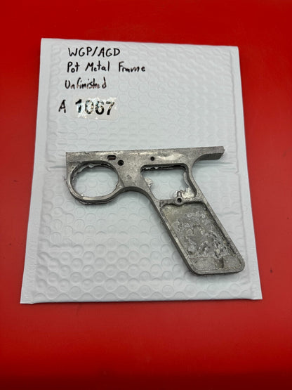 WGP/AGD Pot Metal Paintball Marker Frame Unfinished - used paintball grip frame - raw silver (unfinished)