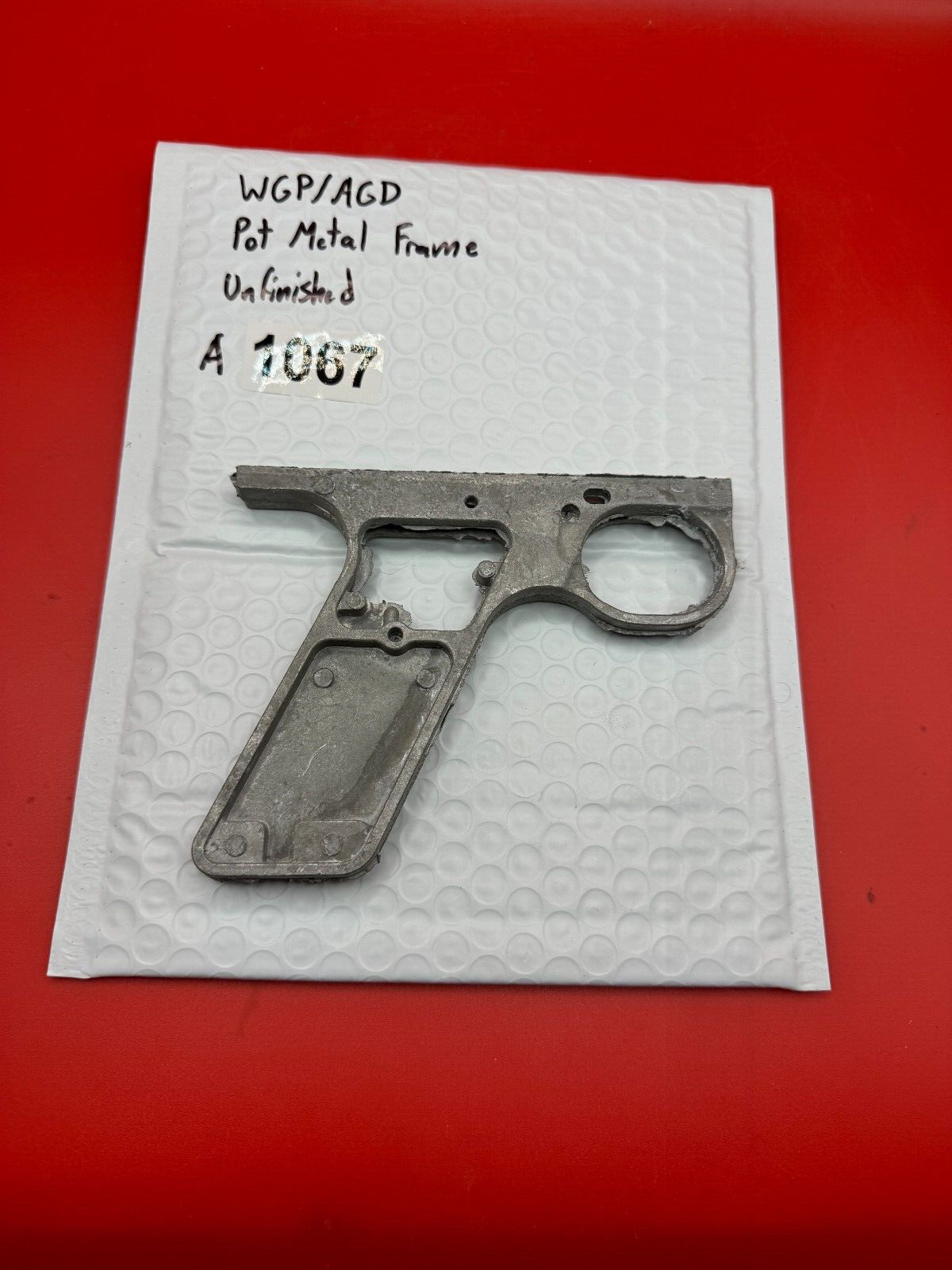 WGP/AGD Pot Metal Paintball Marker Frame Unfinished - used paintball grip frame - raw silver (unfinished)