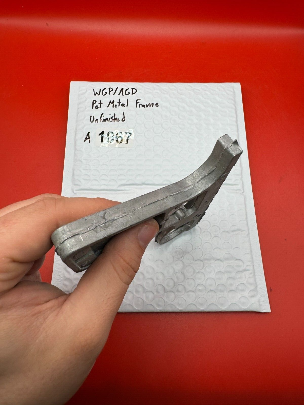 WGP/AGD Pot Metal Paintball Marker Frame Unfinished - used paintball grip frame - raw silver (unfinished)
