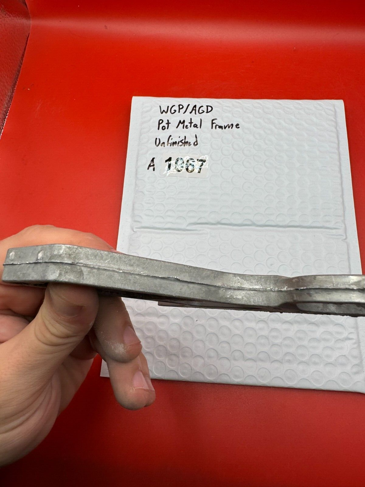 WGP/AGD Pot Metal Paintball Marker Frame Unfinished - used paintball grip frame - raw silver (unfinished)