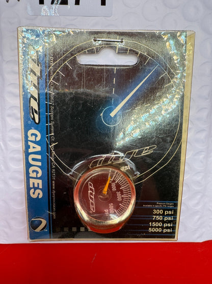 Dye 0-5000 Gauge NOS - used paintball pressure gauge - red/gold